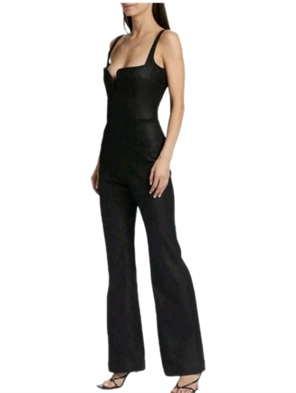 7 For All Mankind Jumpsuit Black Coated Denim Size XS NEW